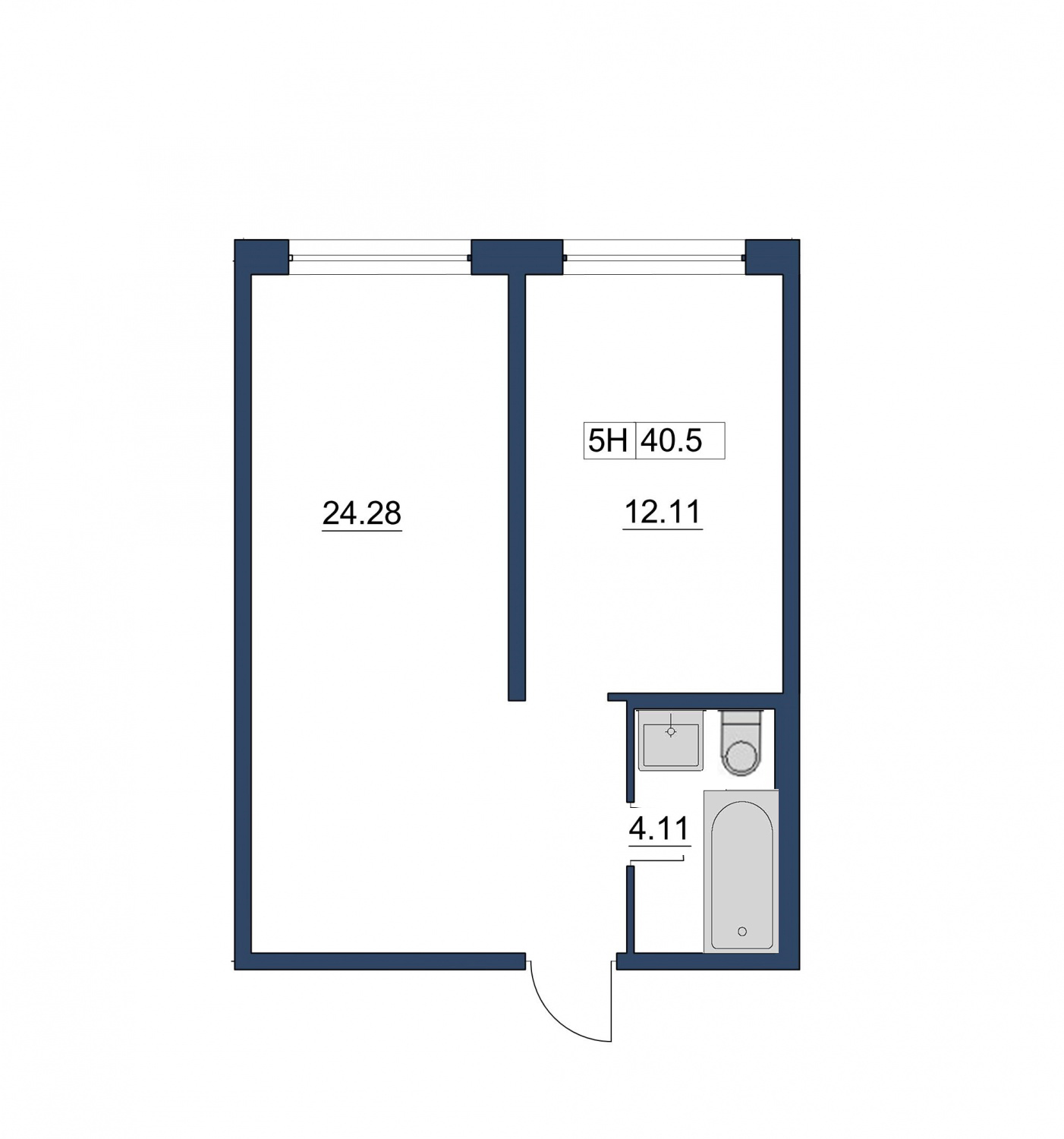 1-комнатная, 41 м² — ЖК ЖК Курортный