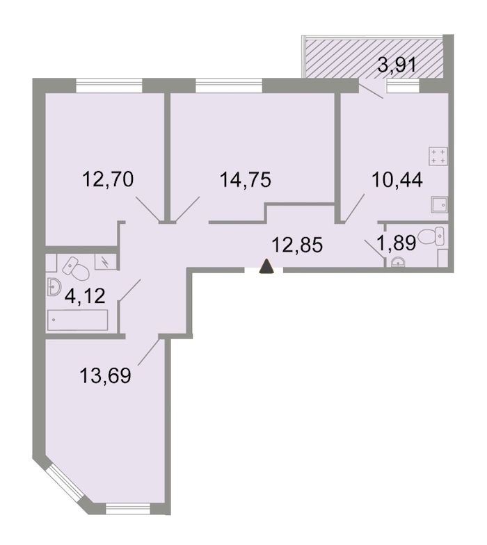 3-комнатная, 75 м² — ЖК ЖК Клёны