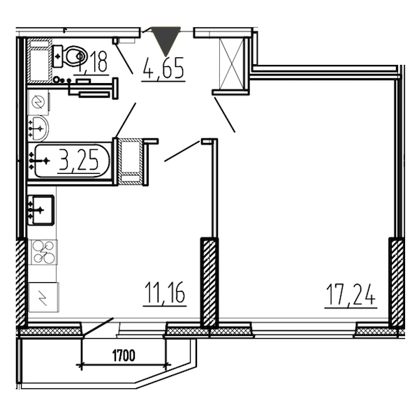 1-комнатная, 38 м² — ЖК ЖК Yoga (Йога)