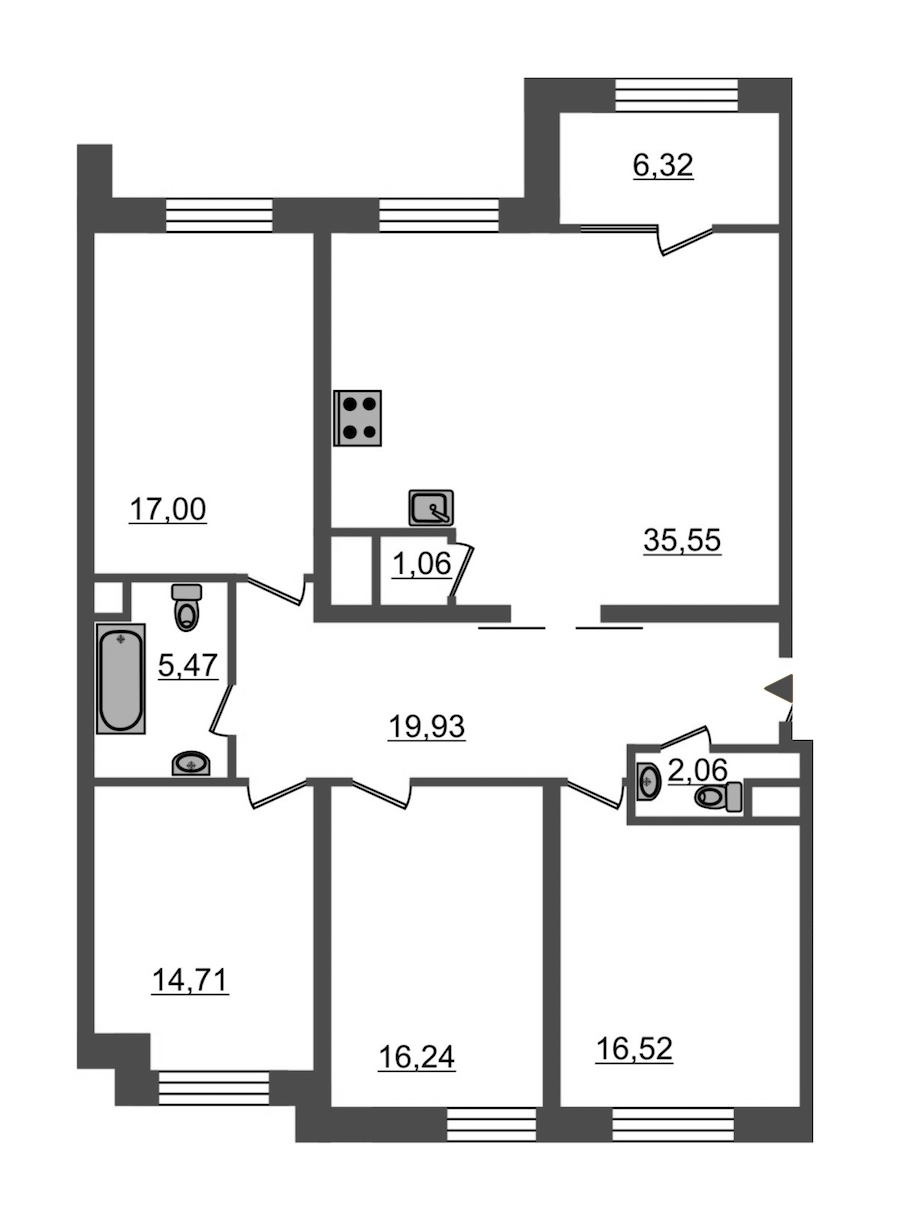 4-комнатная, 135 м² — ЖК ЖК Botanica (Ботаника)