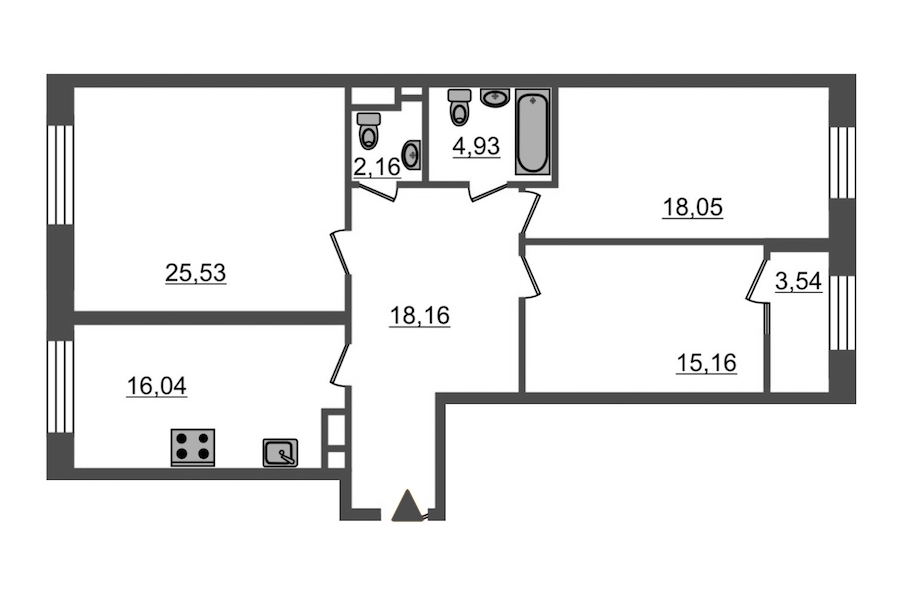 3-комнатная, 104 м² — ЖК ЖК Botanica (Ботаника)