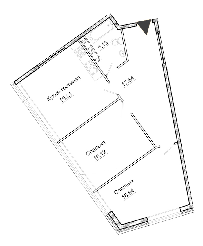 2-комнатная, 75 м² — ЖК Апарт-отель Next (Некст)