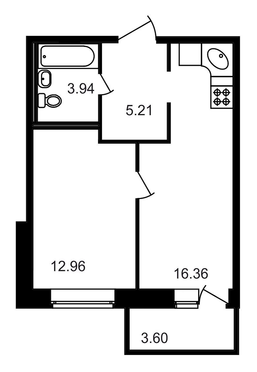 1-комнатная, 42 м² — ЖК ЖК Северный