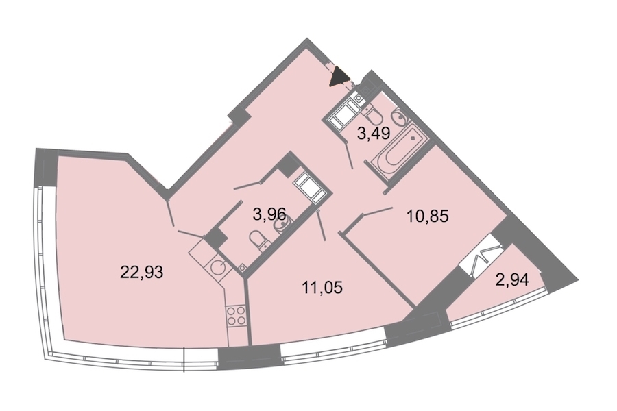 2-комнатная, 67 м² — ЖК ЖК Архитектор
