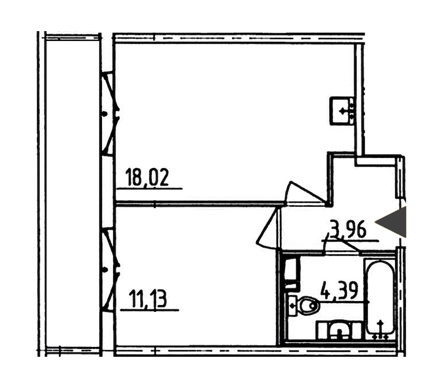 1-комнатная, 40 м² — ЖК ЖК Аэросити