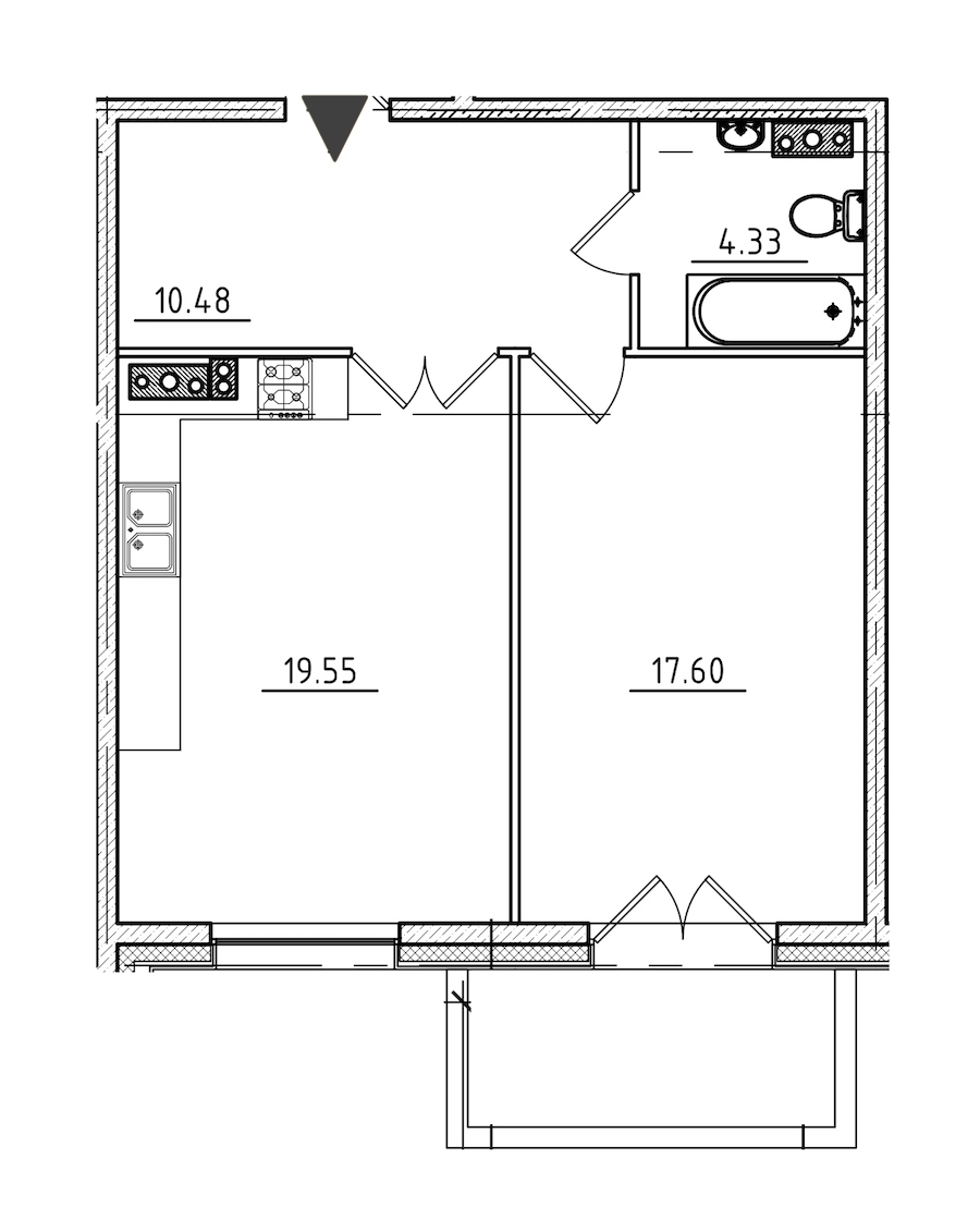 1-комнатная, 54 м² — ЖК ЖК Петровская доминанта
