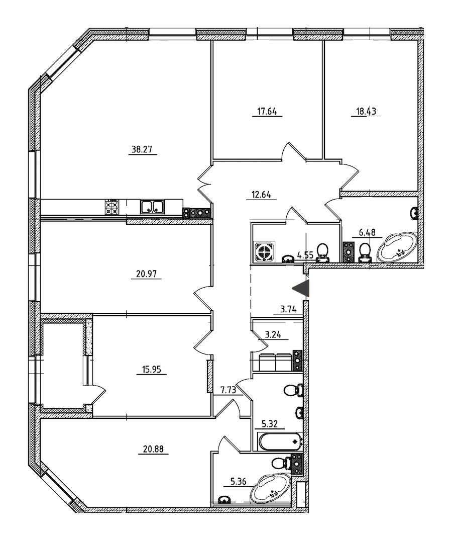 5-комнатная, 184 м² — ЖК ЖК Петровская доминанта