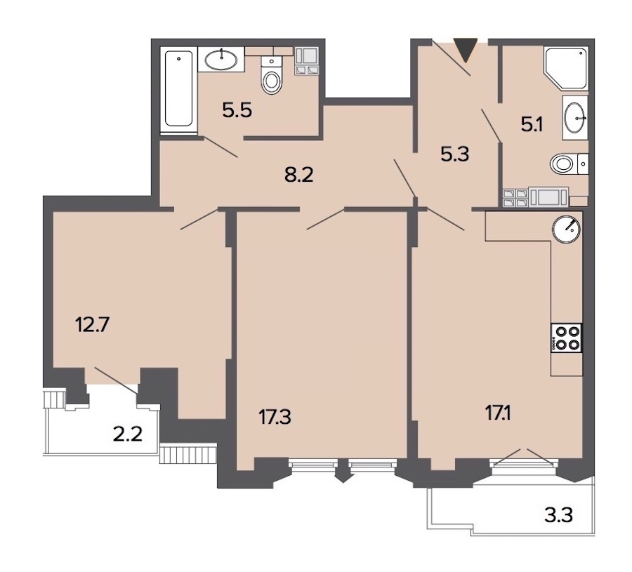 2-комнатная, 71 м² — ЖК Клубный дом Болконский