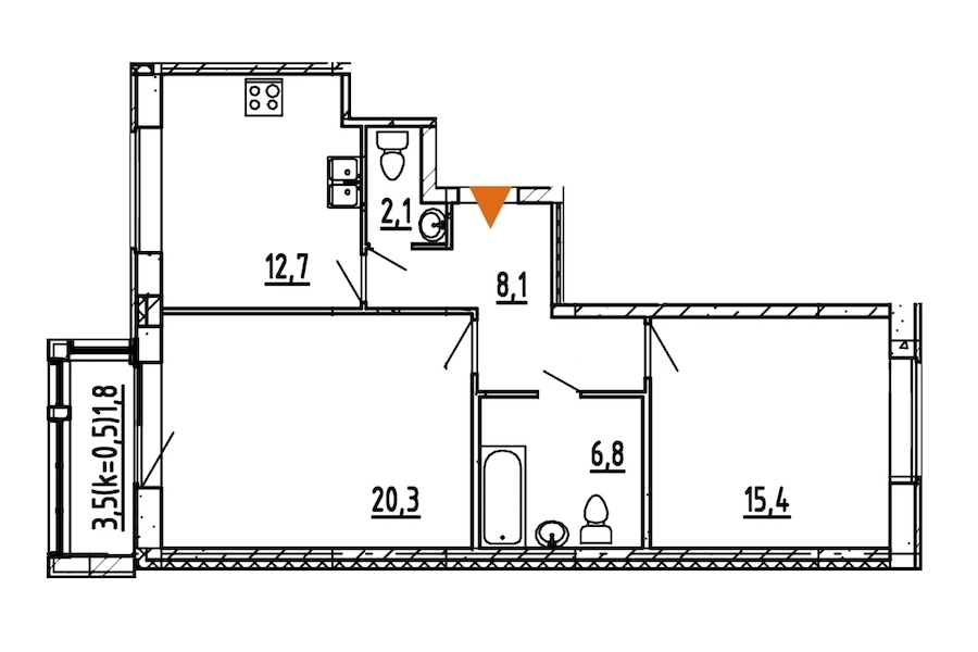 2-комнатная, 67 м² — ЖК ЖК Эталон на Неве