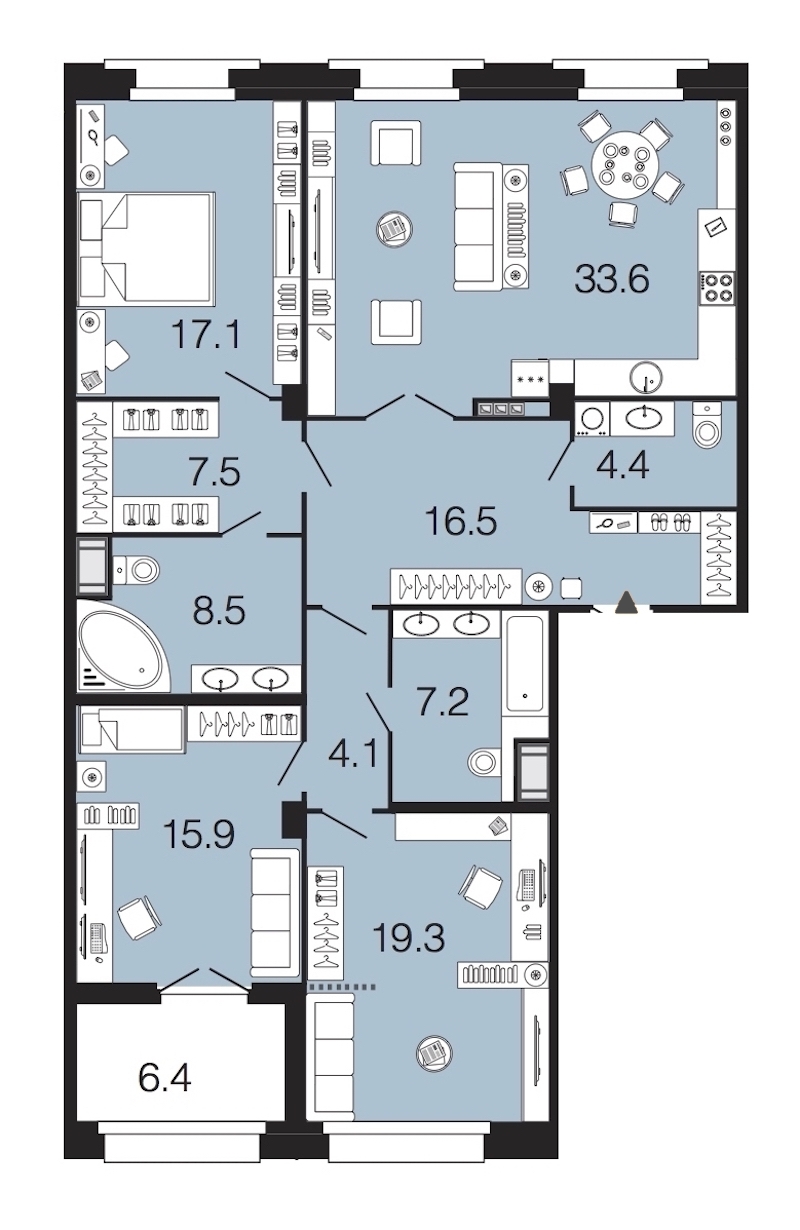 3-комнатная, 134 м² — ЖК ЖК Futurist (Футурист)