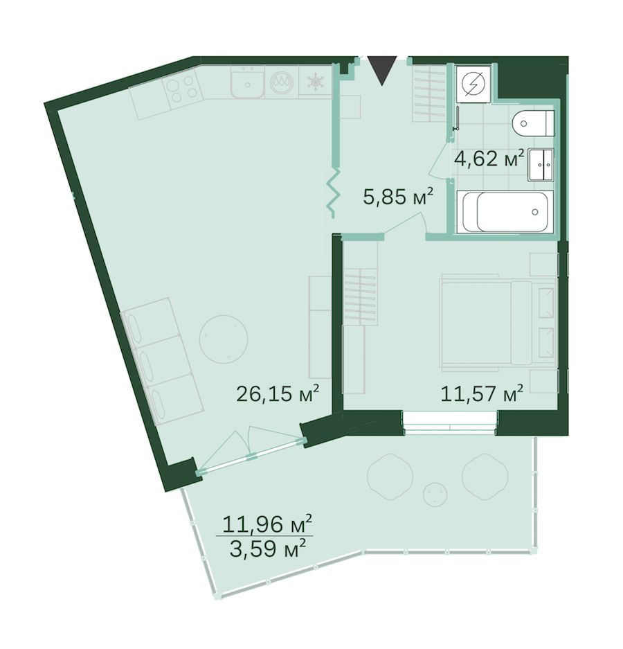 1-комнатная, 52 м² — ЖК ЖК Магнифика Резиденс (Magnifika Residence)