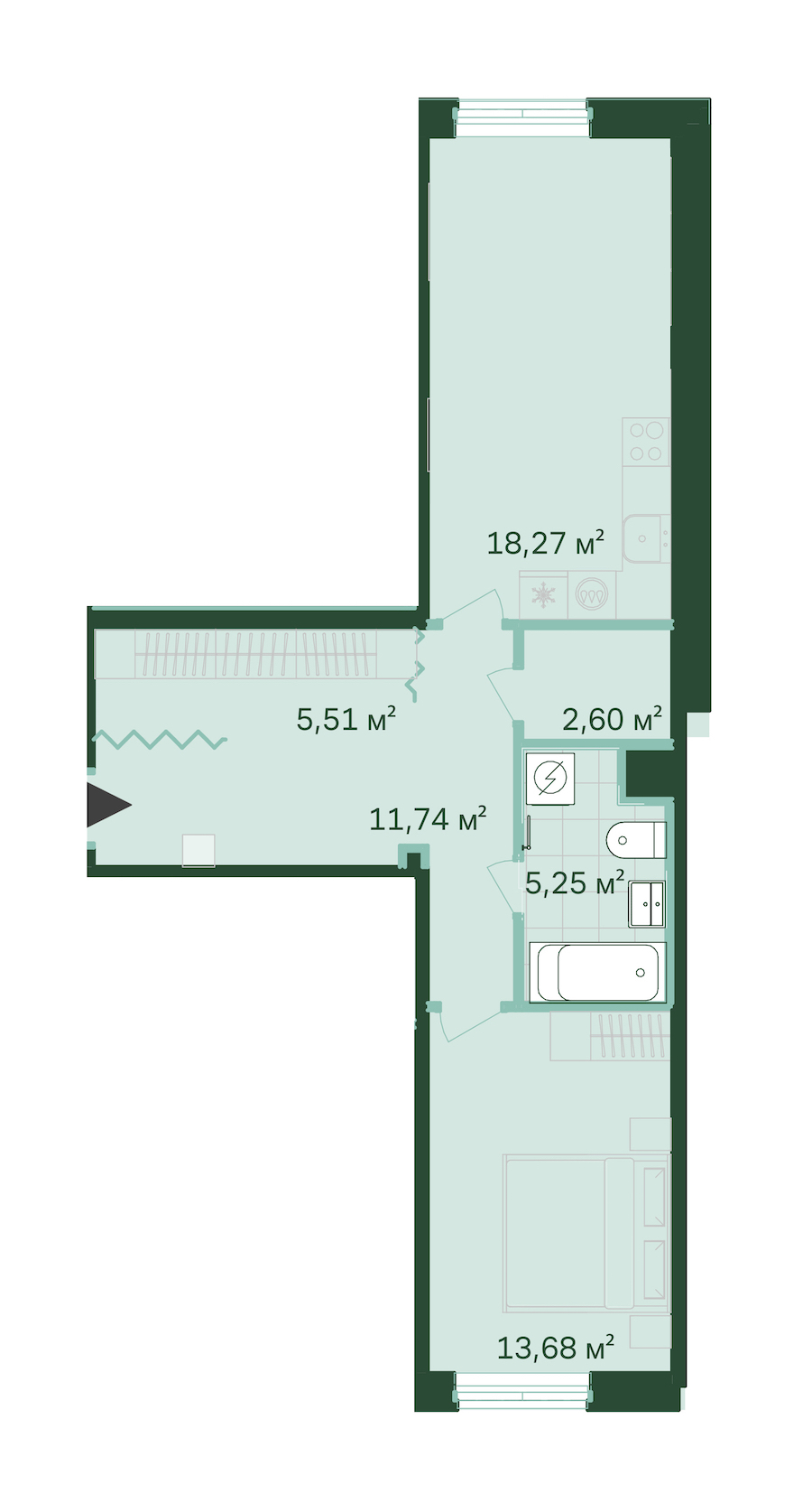 1-комнатная, 57 м² — ЖК ЖК Магнифика Резиденс (Magnifika Residence)