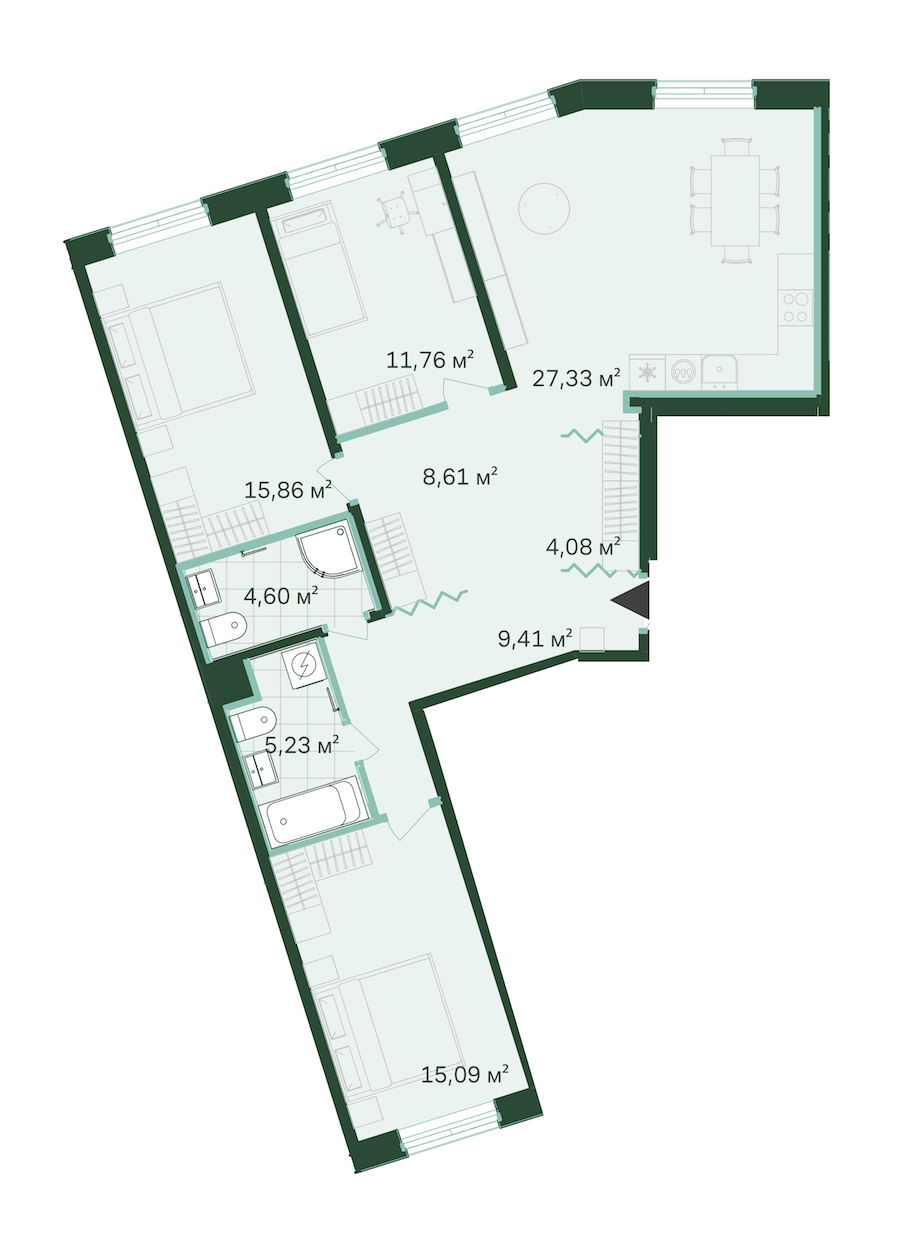3-комнатная, 102 м² — ЖК ЖК Магнифика Резиденс (Magnifika Residence)