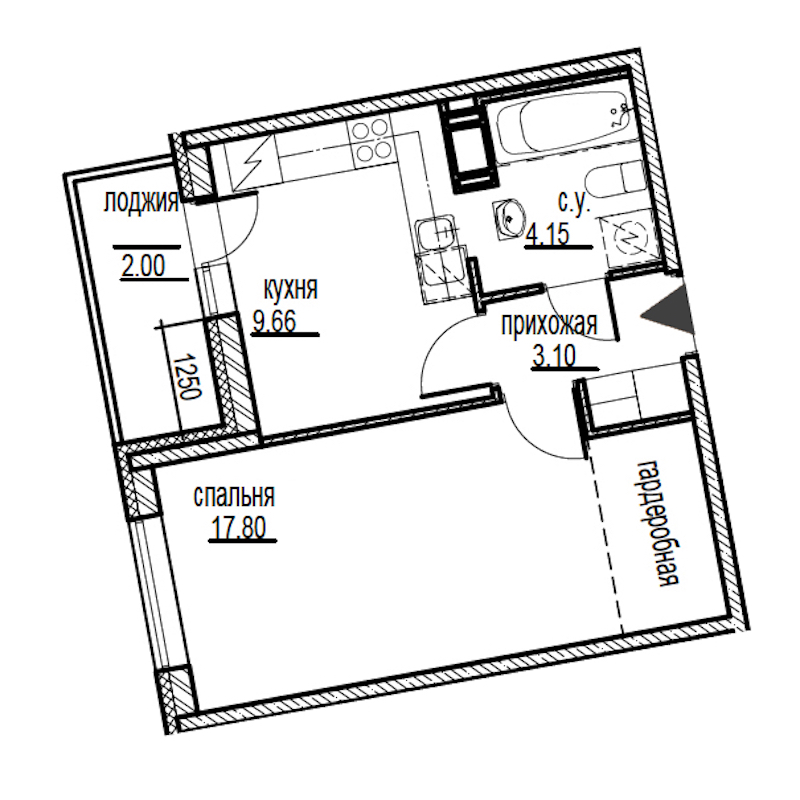 1-комнатная, 37 м² — ЖК ЖК ID Мурино (Айди Мурино)