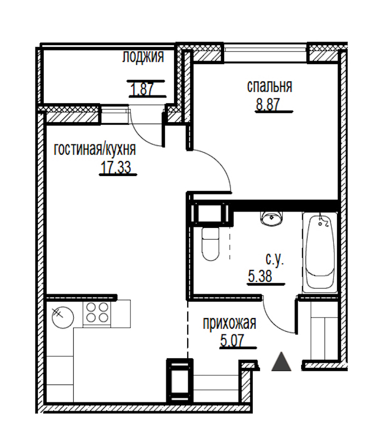 1-комнатная, 39 м² — ЖК ЖК ID Мурино (Айди Мурино)