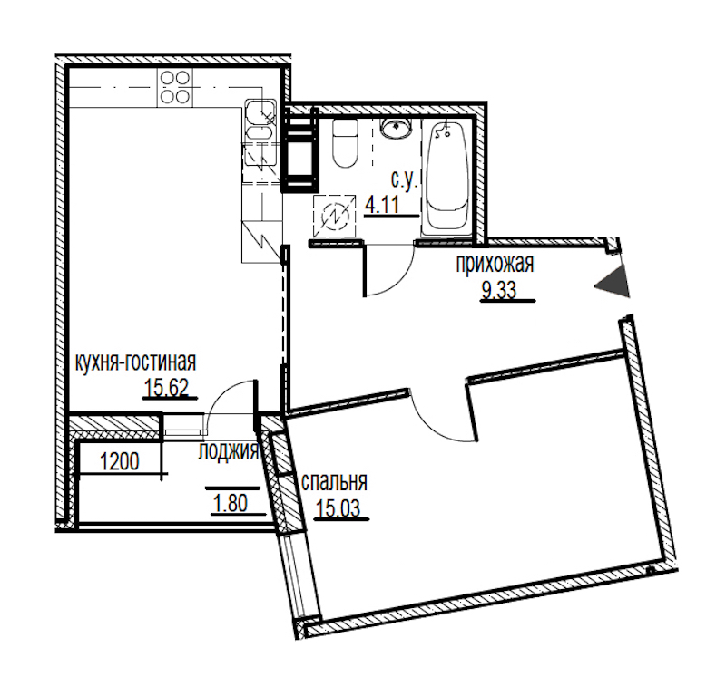1-комнатная, 46 м² — ЖК ЖК ID Мурино (Айди Мурино)