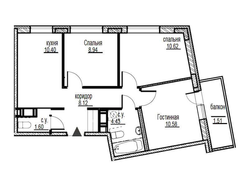 3-комнатная, 56 м² — ЖК ЖК ID Мурино (Айди Мурино)