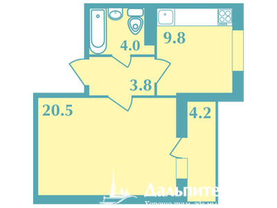 1-комнатная, 40 м² — ЖК Дом на Социалистической