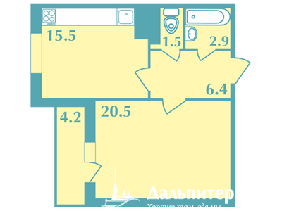 1-комнатная, 48 м² — ЖК Дом на Социалистической