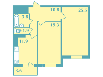 2-комнатная, 74 м² — ЖК Дом на Социалистической
