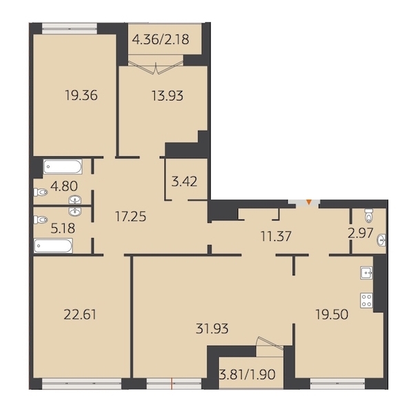 4-комнатная, 157 м² — ЖК Жилой дом Neo (Нео)