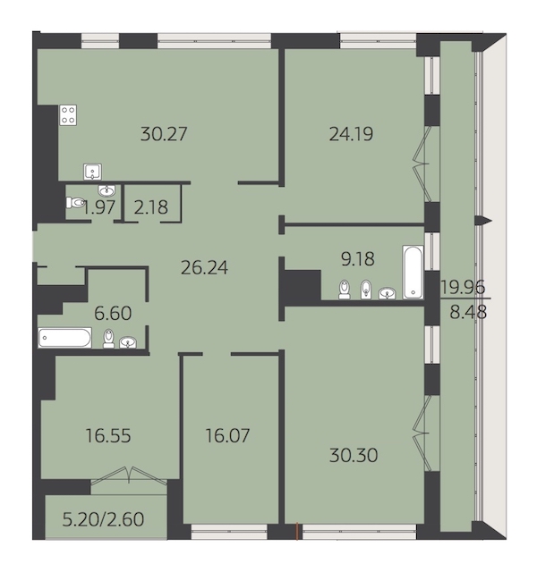4-комнатная, 173 м² — ЖК Жилой дом Neo (Нео)