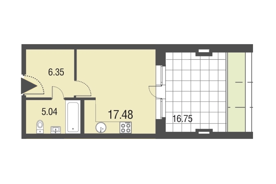 1-комнатная, 40 м² — ЖК Апарт-отель Русские сезоны