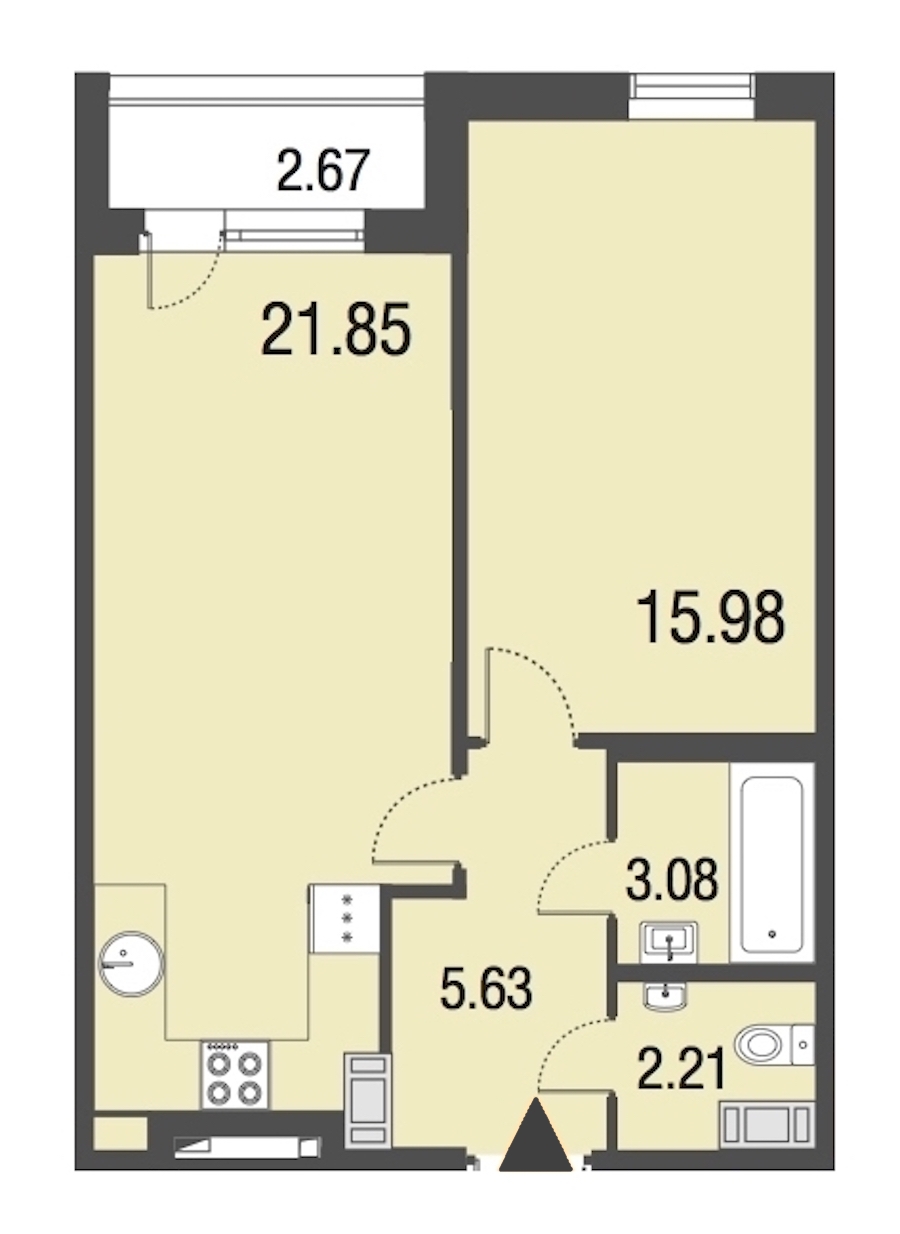 1-комнатная, 49 м² — ЖК Апарт-отель Русские сезоны