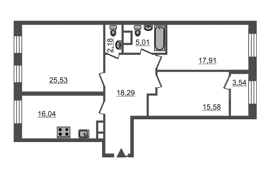 3-комнатная, 104 м² — ЖК ЖК Botanica (Ботаника)