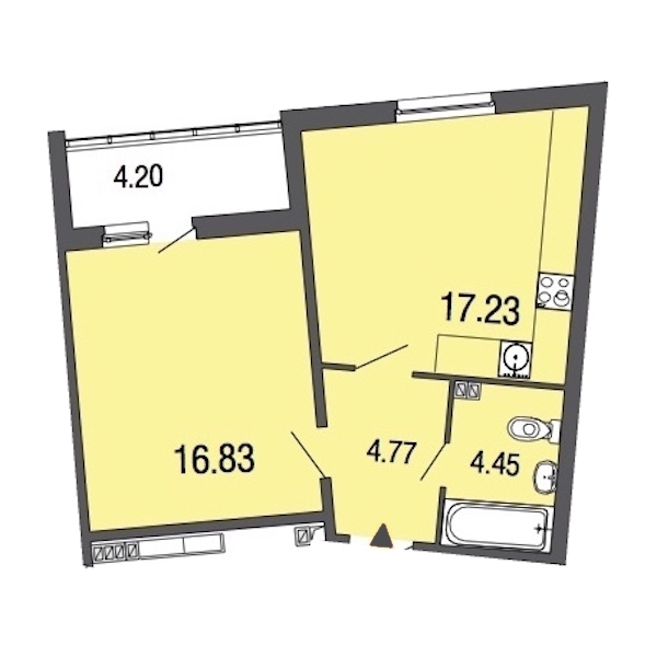 1-комнатная, 43 м² — ЖК ЖК ЭкоСити