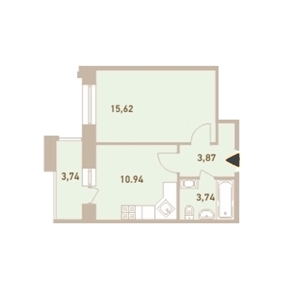 1-комнатная, 35 м² — ЖК ЖК Новый Лесснер