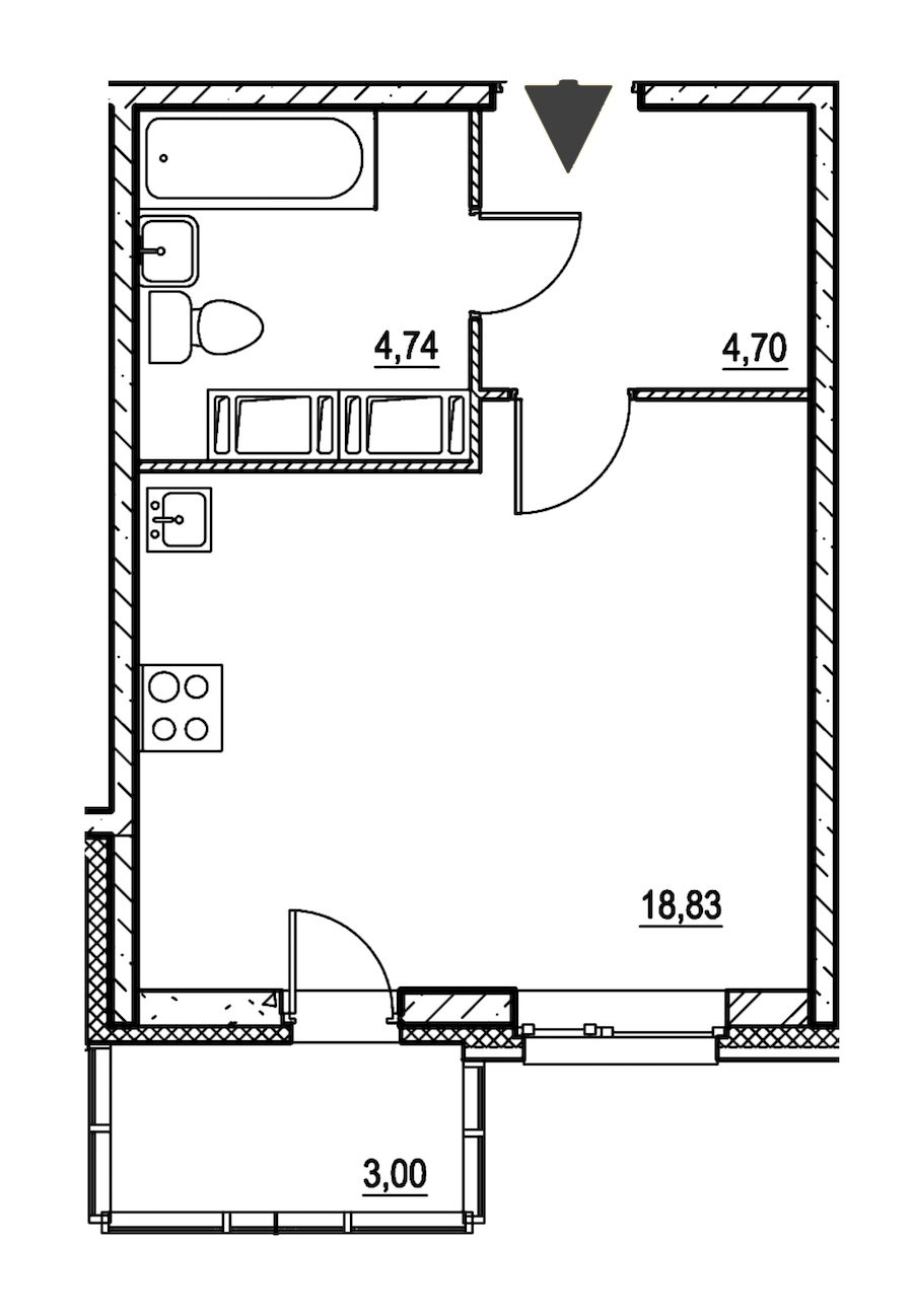 Студия, 29 м² — ЖК ЖК Охта Хаус
