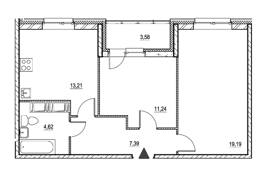 2-комнатная, 57 м² — ЖК ЖК Охта Хаус