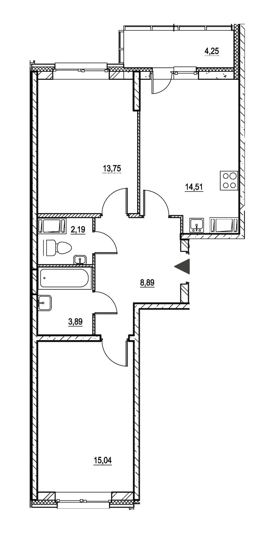 2-комнатная, 60 м² — ЖК ЖК Охта Хаус