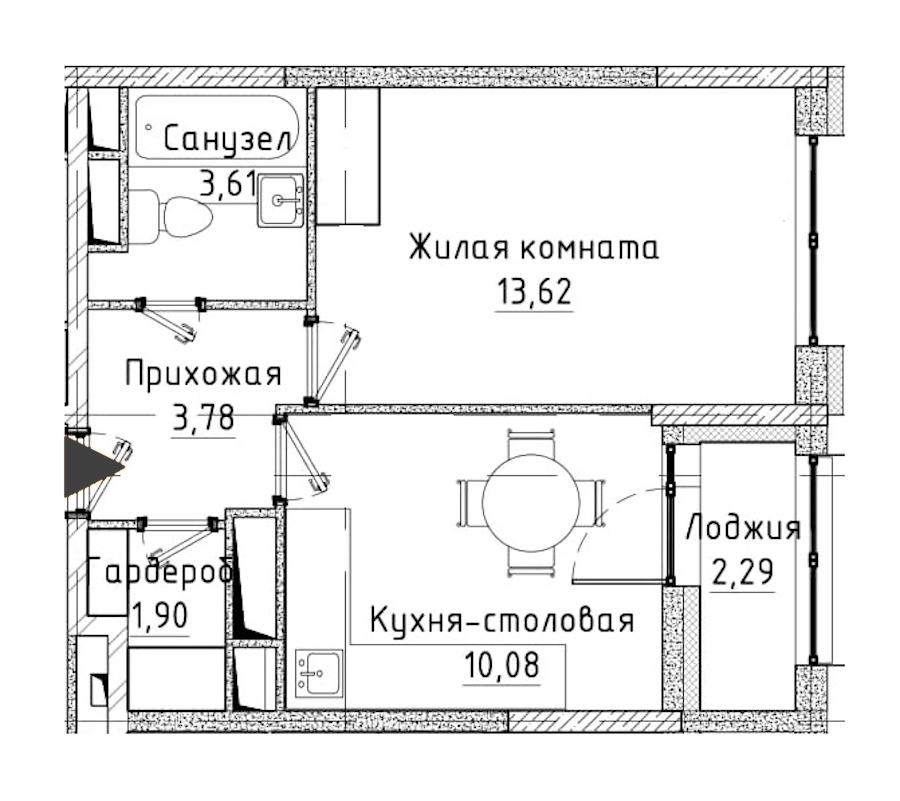 1-комнатная, 34 м² — ЖК ЖК Нью Тайм (New Time)