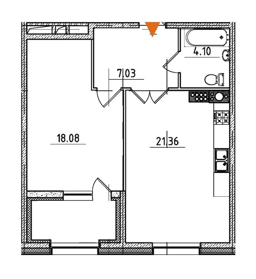1-комнатная, 53 м² — ЖК ЖК Петровская доминанта