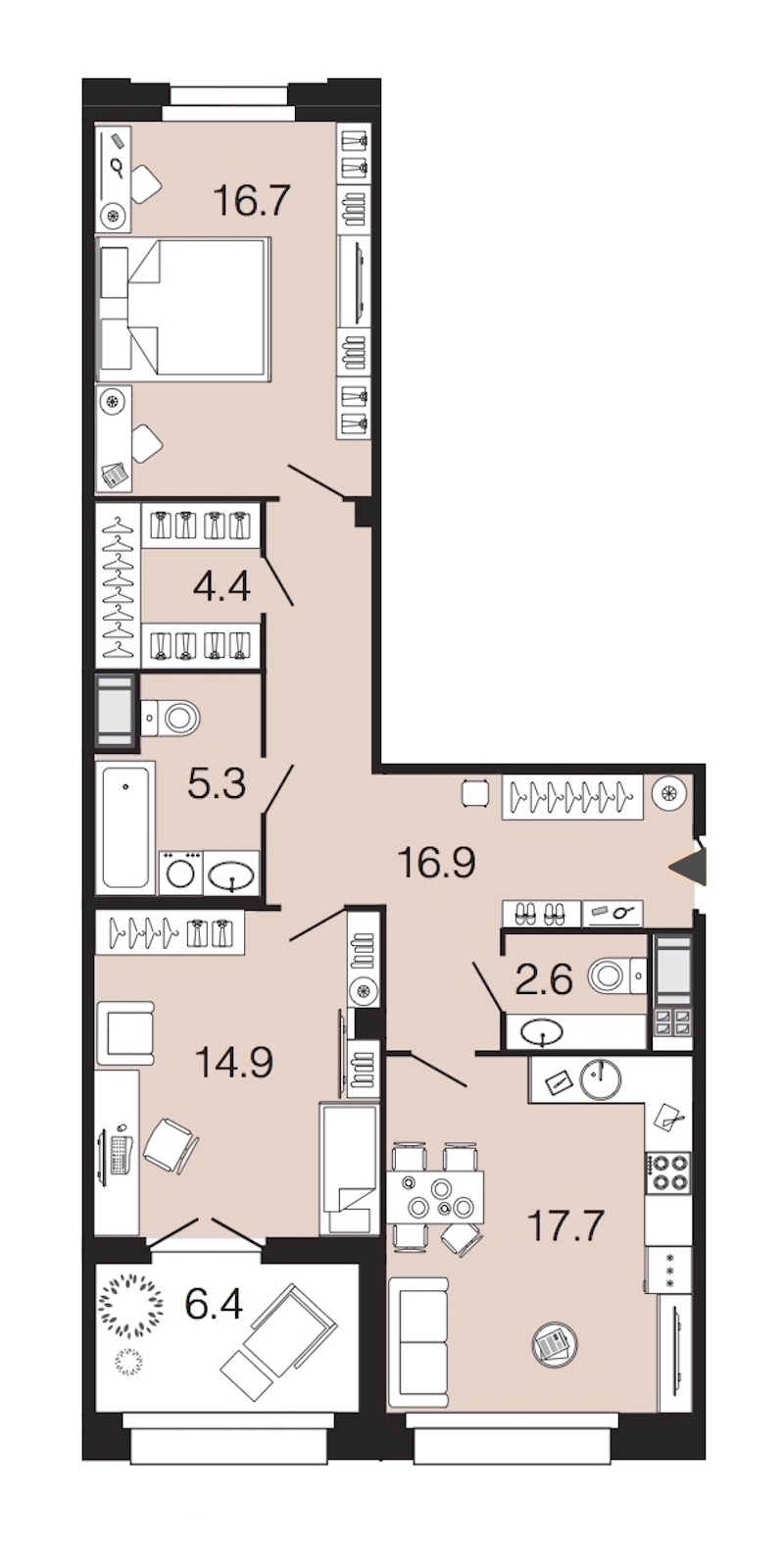 2-комнатная, 79 м² — ЖК ЖК Futurist (Футурист)