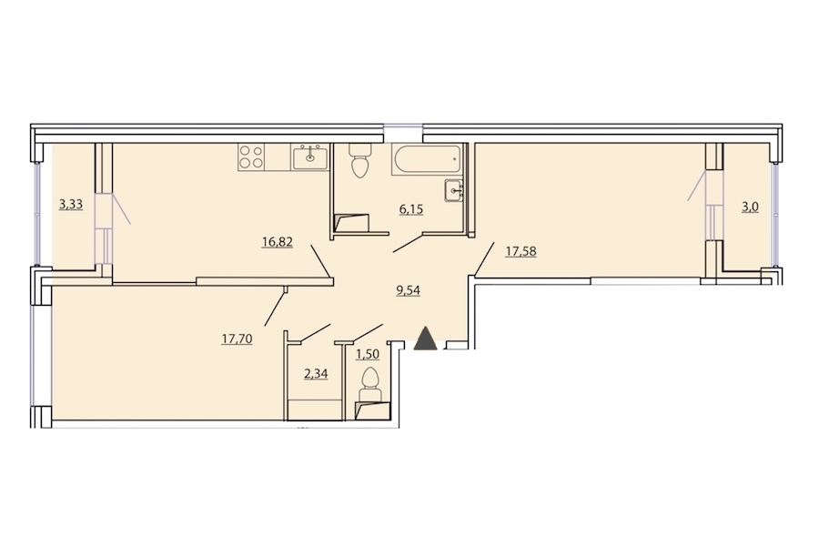 2-комнатная, 75 м² — ЖК ЖК Фамилия