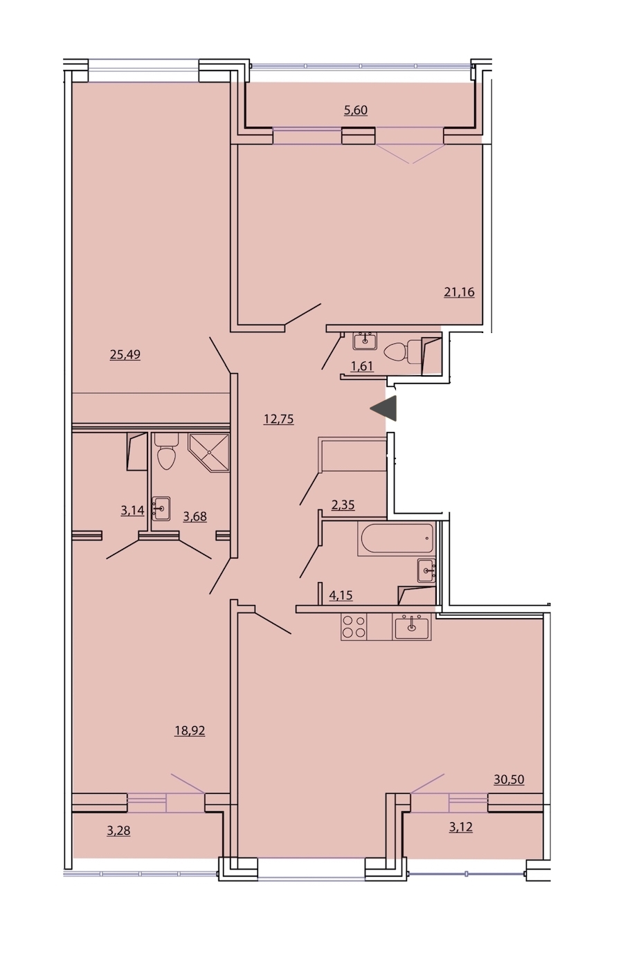 3-комнатная, 130 м² — ЖК ЖК Фамилия