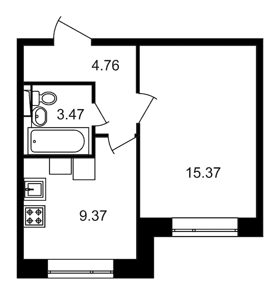 1-комнатная, 33 м² — ЖК ЖК Елизаровский