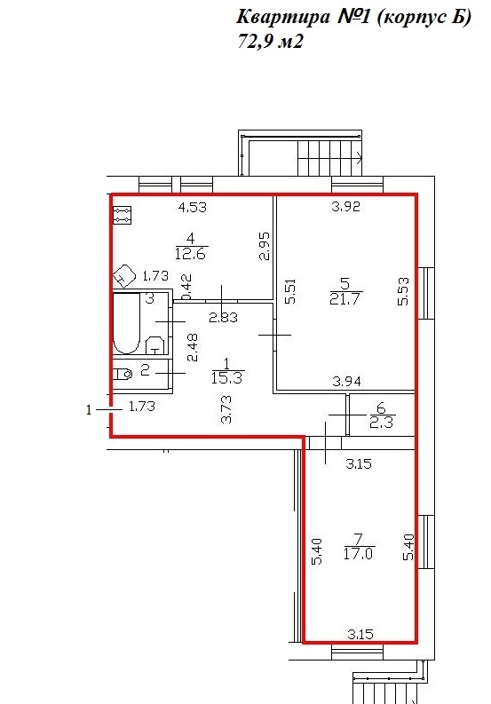 1-комнатная, 57 м² — ЖК ЖК Миранда