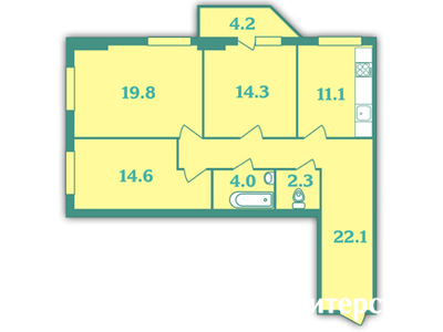 3-комнатная, 89 м² — ЖК Дом на пр-те Просвещения, 85