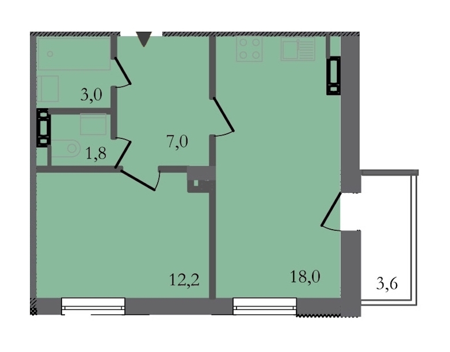 1-комнатная, 43 м² — ЖК ЖК ЗемлЯнино