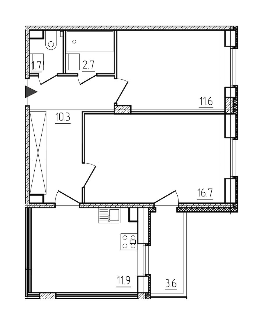 2-комнатная, 56 м² — ЖК ЖК ЗемлЯнино