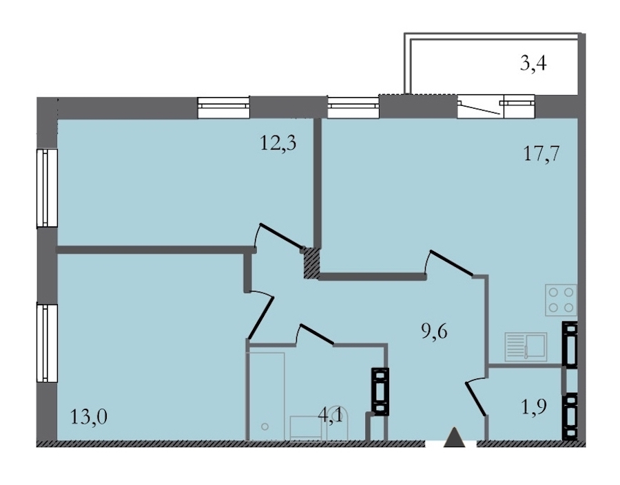 2-комнатная, 60 м² — ЖК ЖК ЗемлЯнино