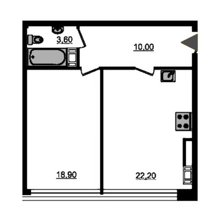 1-комнатная, 57 м² — ЖК ЖК Fusion (Фьюжн)