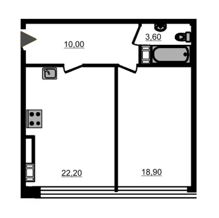 1-комнатная, 57 м² — ЖК ЖК Fusion (Фьюжн)