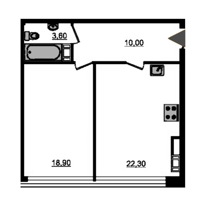 1-комнатная, 57 м² — ЖК ЖК Fusion (Фьюжн)