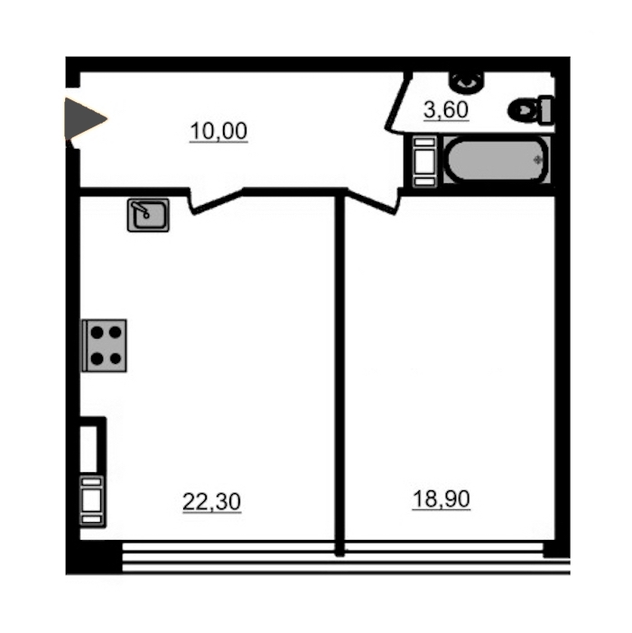 1-комнатная, 57 м² — ЖК ЖК Fusion (Фьюжн)