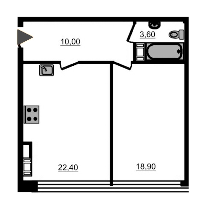 1-комнатная, 57 м² — ЖК ЖК Fusion (Фьюжн)